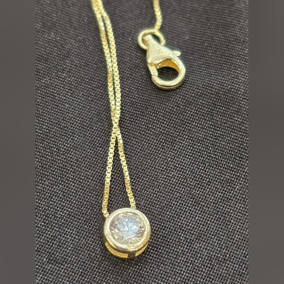 Isabella M 14K Gold Plated Sterling Silver Cubic Zirconia Pendant 16 +2 - Picture 7 of 7